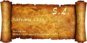 Sáfrány Lili névjegykártya